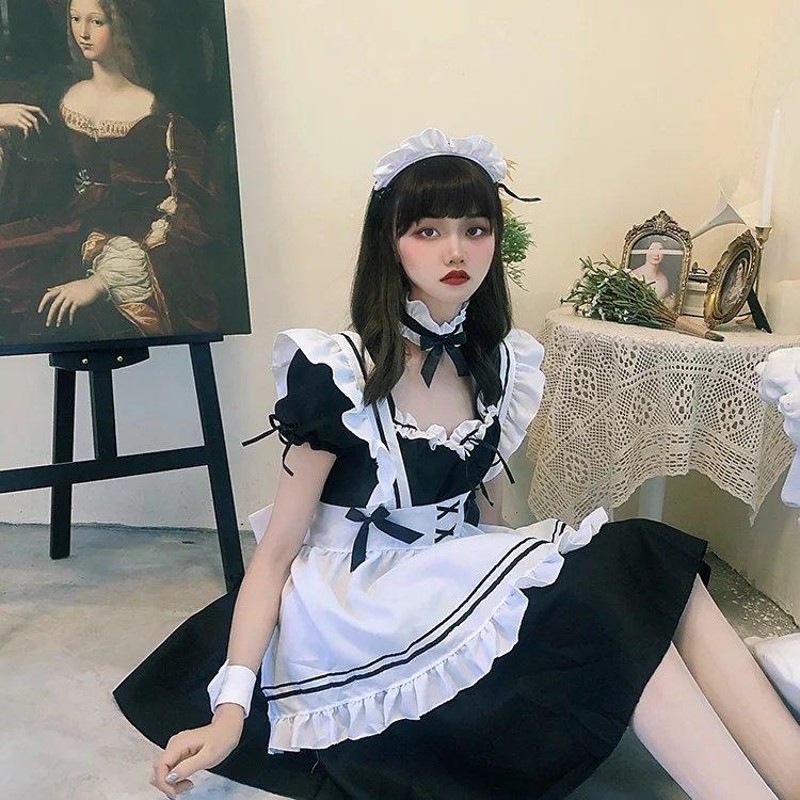 ハロウィン メイド服 大きいサイズ ワンピース ハロウィン コスプレ メイド服 メイド 定番 ワンピース 編み上げ 衣装 フルセット 仮装 衣装  コスチューム こすぷ | LINEショッピング