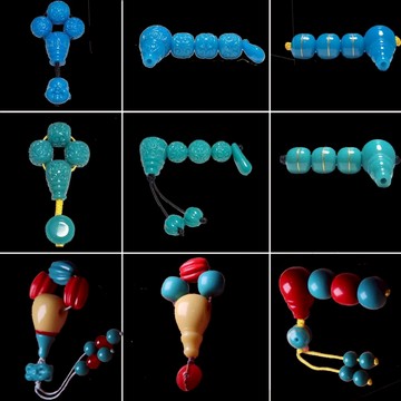 玉化綠松石三通套裝佛頭14高瓷金剛星月菩提手串配飾老型頂珠腰珠