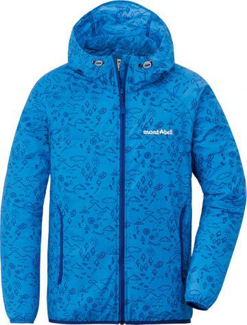 ├登山樂┤日本 mont-bell WIND BLAST PK 童款印花連帽風衣-青藍 # 1103275CNBL