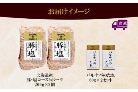 塩ローストポーク 200g×2 タレ付き タレ ローストポーク 北海道産 国産 国産豚 ポーク ロース ブロック 豚肉  冷凍 グルメ ギフト バルナバハム バルナバフーズ 送料無料 北海道 札幌市