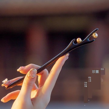 【台灣出貨免運】髮簪發簪女古風檀木步搖流蘇中式盤發高級感日常發釵木質簪子簡約髮飾    路購