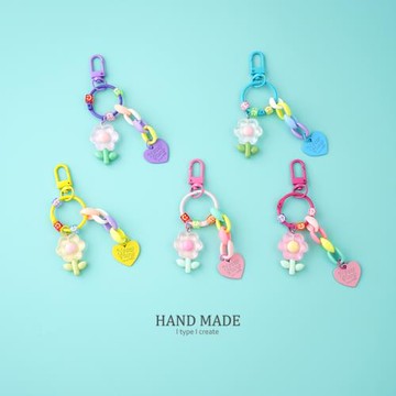 ins可愛郁金香鑰匙扣女小清新樹脂汽車鑰匙鏈掛件女士背包掛件