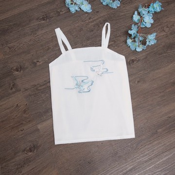 中國風改良漢服百搭打底背心刺繡花背心內搭吊帶白色背心打底衫女1入