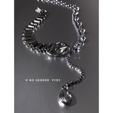 yyds酷系女孩閃鉆項鏈女毛衣鏈choker拼接鏈條朋克風設計感潮