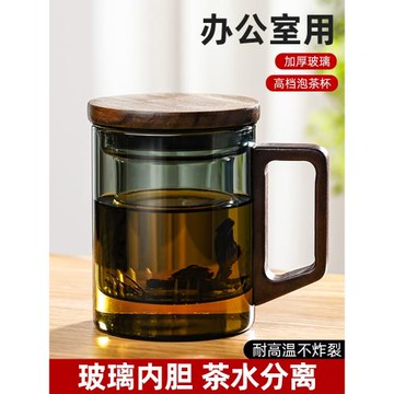玻璃杯咖啡杯輕奢耐高溫泡茶杯茶水分離辦公室喝茶杯水杯高檔杯子