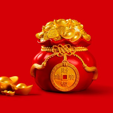 聚寶盆錢袋擺件存錢罐新中式店鋪開業禮品收銀臺擺設家居客廳裝飾