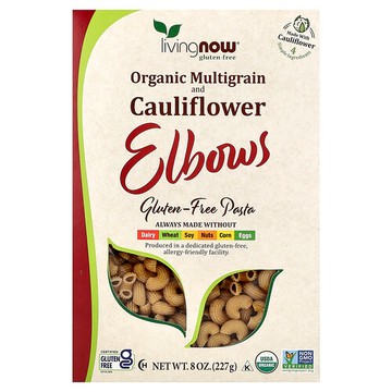 NOW Foods, 有機多穀物和花椰菜彎管面，無麩質，8 盎司（227 克）
