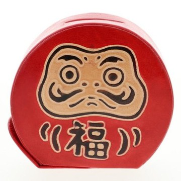 日本 皮革貯金箱/真皮製存錢罐/存錢筒(達摩)＊夏日微風＊