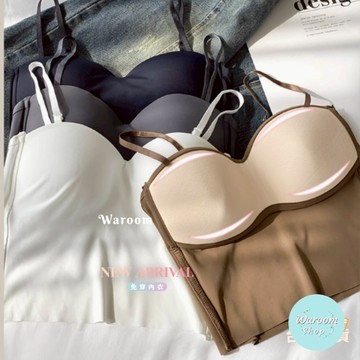 Waroom|現貨實拍 桃心領冰絲吊帶bra top|女裝|內搭|戴胸墊|吊帶背心|小可愛|細肩背心|抹胸 5582