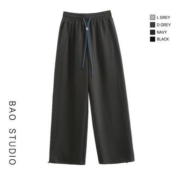 BAO STUDIO 休閑顯瘦寬松直筒收腳兩穿衛褲2024秋季彩色抽繩衛褲