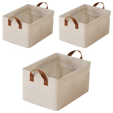 衣櫃折疊收納籃  47 x 28 x 20cm  米白色  3個