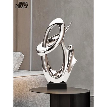 創意現代銀色招財擺件裝飾品輕奢高檔客廳酒柜辦公室家居工藝品