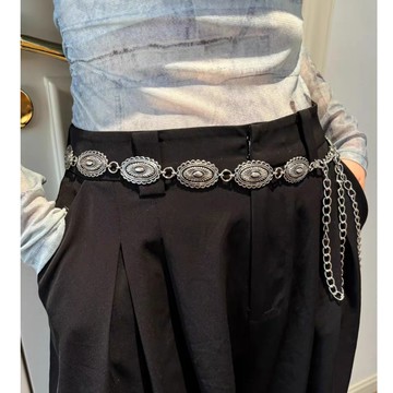 現貨隔日配W09/波西米亞風造型腰鍊/雕花復古金屬鍊條腰鍊/度假風腰鍊/腰鍊/古銀色腰鍊/腰鍊皮帶/金屬腰鍊