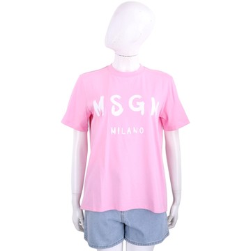 MSGM 油漆塗鴉字母粉色短袖TEE T恤(女款)