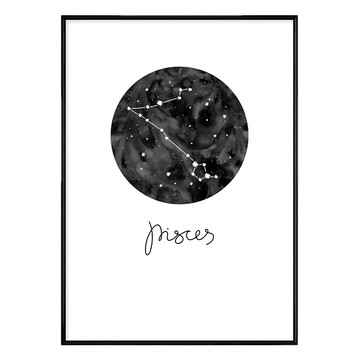 雙魚座掛畫  50 x 70cm  黑框