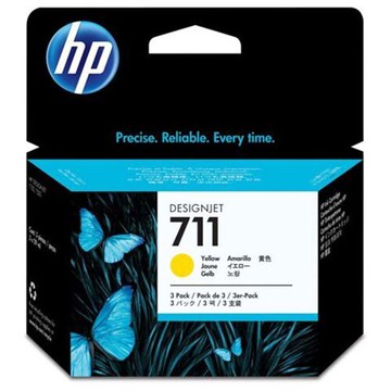 【領券優惠折300】HP NO.711 原廠黃色墨水匣三入一組 CZ136A (29mlx3) 適用:HP T520/T120/T530/T130