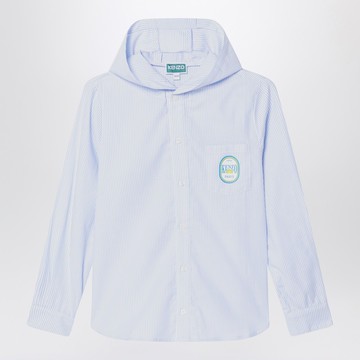 Hooded striped shirt in cotton