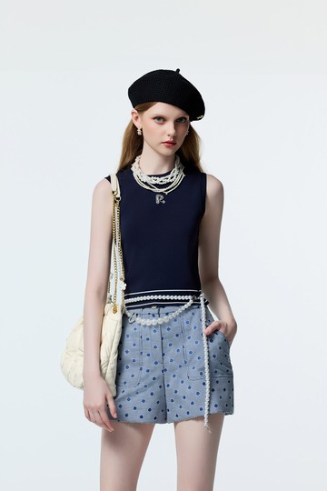 極簡水手藍針織背心