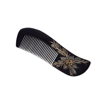 天然水牛角梳 - 手工製作防靜電女式細齒髮梳