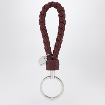 Bordeaux Intrecciato leather key ring