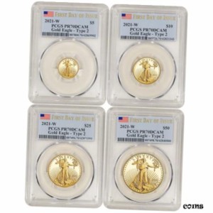 アンティークコイン NGC PCGS W American Gold Eagle Type Proof 4-pc Year Set PR70 First Day Issue