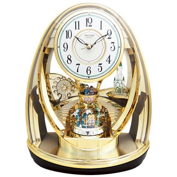 RHYTHM 日本麗聲時計 童話城堡裝飾座鐘  金色