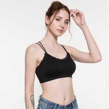 蕾絲吊帶小背心學生打底防走光無鋼圈裹胸內衣女抹胸式文胸帶胸墊