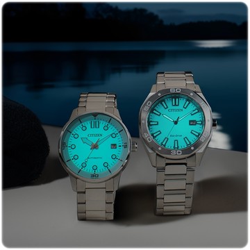 CITIZEN 星辰 GENTS  光動能 湖水綠面 夜光錶盤-藍月 聖誕節推薦限量款(BM7631-87M)