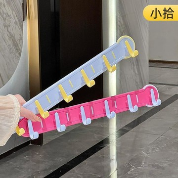 門後收納 免打孔 空間利用 家用掛式收納掛鉤免打孔強力粘膠門後牆上壁掛無痕衛生間浴室廚房六連排掛衣架 廚房收納 浴室收納