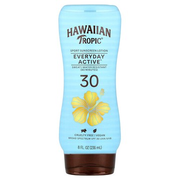 Hawaiian Tropic, 海島運動，高性能抗曬霜，SPF 30，熱帶清新清香，8 液量盎司（236 毫升）