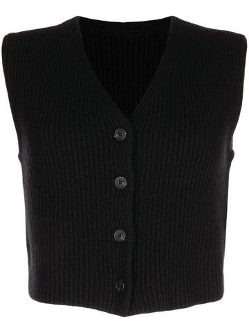 Low Classic - button-up sleeveless knitted top - women - Wool/Cashmere - S - Black