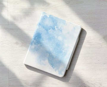 免費加名淡藍水彩 iPad case筆槽保護殼Pro 11 Air 7 11代 12.9