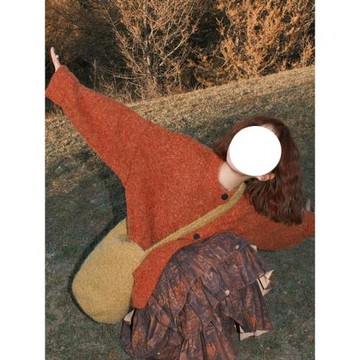 韓系復古慵懶風橘色軟糯毛衣外套女秋冬中長款設計感加厚針織開衫