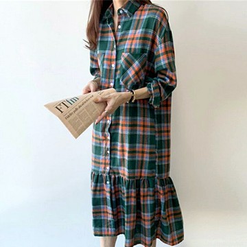 【米蘭精品】現貨+預購 法式長洋裝長裙顯瘦連身裙襯衫裙A字裙罩衫大碼休閒女裝-長袖撞色女裙子74mj40