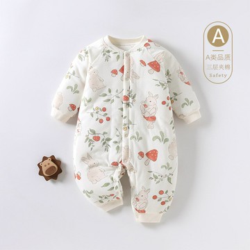 嬰兒連體衣春秋a類長袖哈衣薄棉寶寶衣服秋款爬爬服初生嬰兒衣服鑫弘-萌寶童裝可開發票