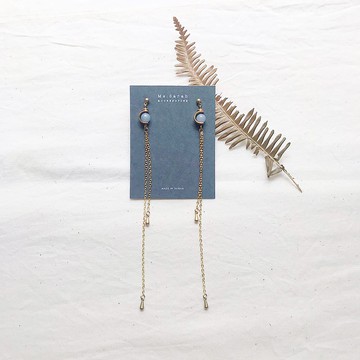 靜謐天然石_黃銅耳環_長鍊垂墜_天使石(可改夾)