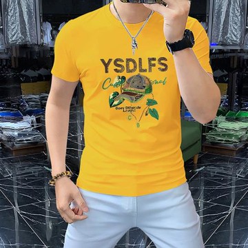 高級感重工亮片刺繡帽子絲光棉t恤男士短袖圓領衫夏季新款男裝潮