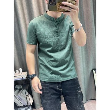 短袖t恤衫男2026夏季新款高端麻料棉麻男裝衣服修身薄款男士半袖