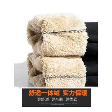 羊羔絨保暖加絨休閑褲男加厚冬季大碼長褲拉鏈加棉褲運動帶絨衛褲