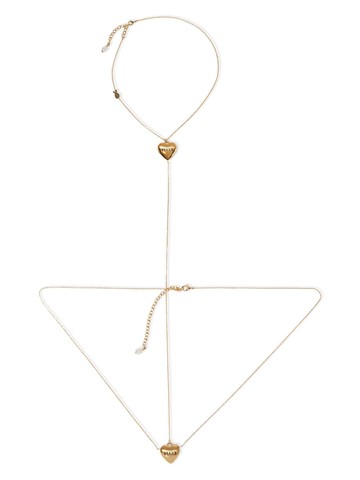 PUCCI - Hearts logo-engraved body chain - women - Brass - One Size - Gold