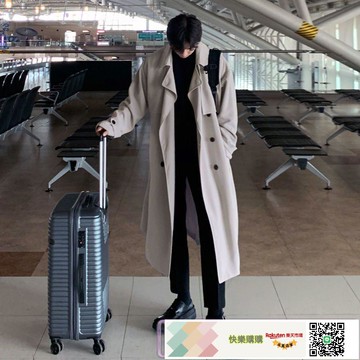 2025春季新款風衣男中長款韓版英倫風過膝大衣男士高級感潮流外套