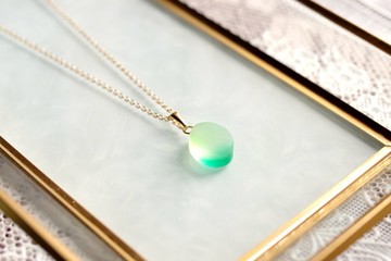 樹脂藝術 海玻璃風格吊墜・松籟