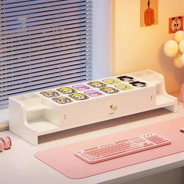 店長推薦 電腦增高架 家用辦公桌面顯示屏顯示器擡高底座 支撐架 帶抽屜置物架 電腦置物架