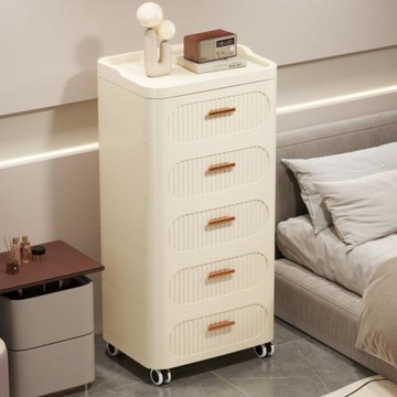 奶油風抽屜式收納柜多層置物柜客廳雜物五斗柜床頭可移動儲物柜子
