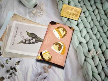 動物系列-韓國棉布粉刺猬壽司款布書套-布書衣-適用A6-MD文庫尺寸