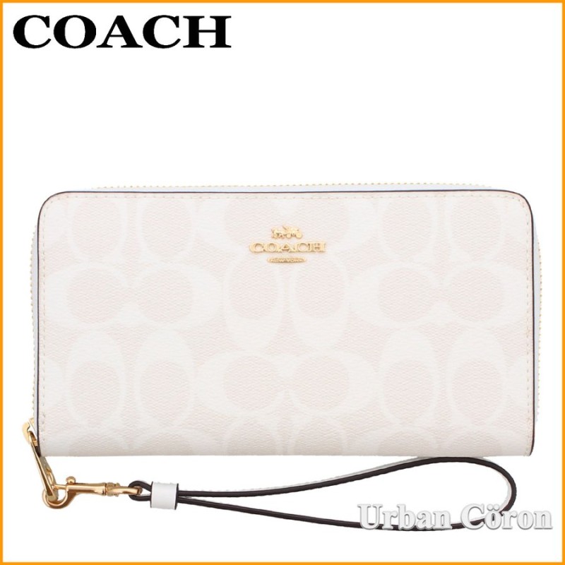 コーチ 財布 長財布 レディース COACH C4452 チョーク×グレイシャーホワイト シグネチャー ジップ アラウンド ウォレット (ストラップ付)  IMRFF アウトレット 通販 LINEポイント最大1.0%GET | LINEショッピング