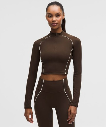 Wunder Train Cropped Long-Sleeve Half Zip Top Size 6