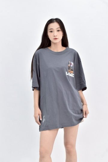 (XL) uniqlo 灰色棉質louvre印花短袖上衣