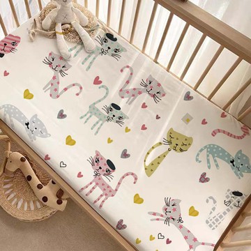 HA Baby Bed 嬰兒床包 一般嬰兒床專用 台灣製  130 x 70cm  貓咪  貓咪 多色