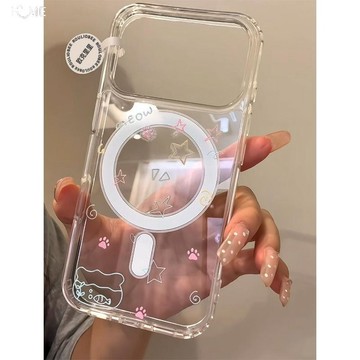iphone手機殼.清透彩色星星適用蘋果17promax磁吸手機殼iPhone16/15/14/13高級